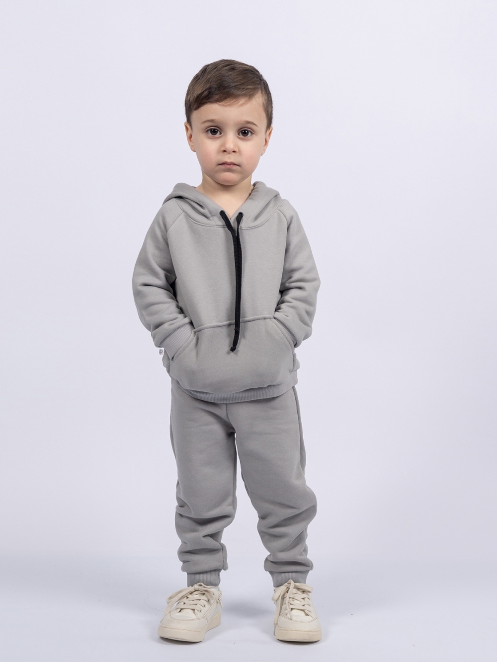 311-ГР. Свитшот с капюшоном + Штаны, хлопок 65%, 35% ПЭ, 3-х нитка ( без начеса) графит 98,104,110,116