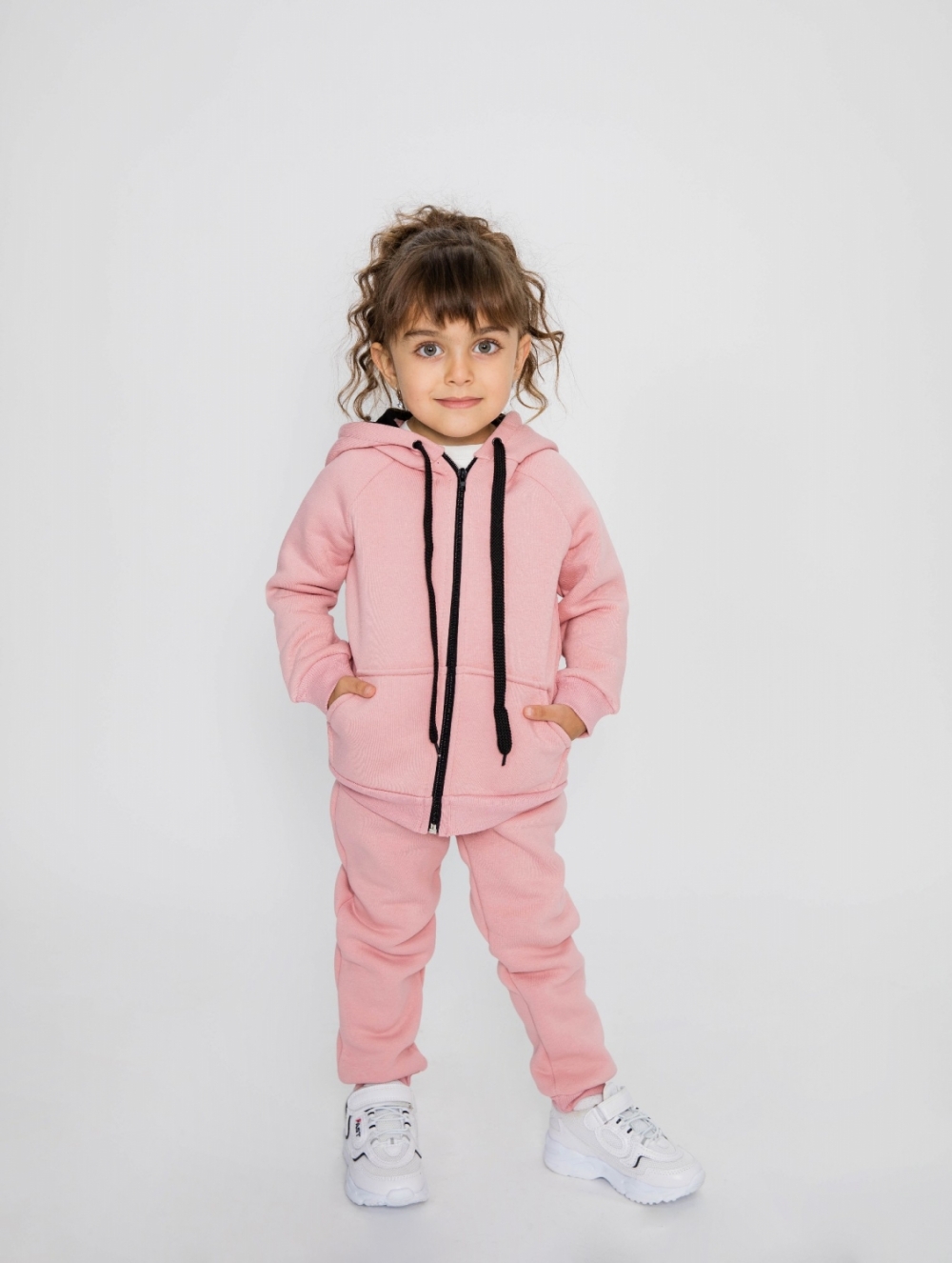 319-П. Костюм детский  на молнии, пудра, хлопок 65%, 35% ПЭ, 3-х нитка (начес) 80,86,92