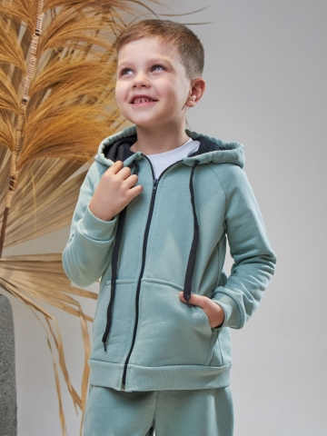 328-ОЛ. Костюм детский  на молнии, олива, хлопок 65%, 35% ПЭ, 3-х нитка без начеса 80,86,92