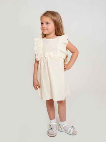 Купить 322-СЛ. Платье из муслина детское, хлопок 100% сливочный, р. 98,104,110,116 в Калуге