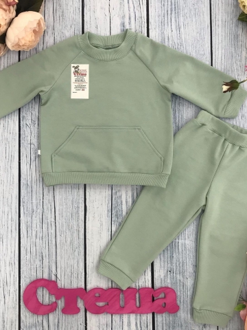 Купить оптом 312-ОЛ. Свитшот+ Штаны , хлопок 70%, 25% ПЭ, 5% лайкра, 2 нитка петля без начеса, олива 80,86,92 в Калуге