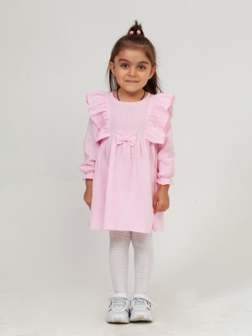 Купить 321-Р. Платье из муслина детское, хлопок 100% розовый, р. 98,104,110,116 в Калуге
